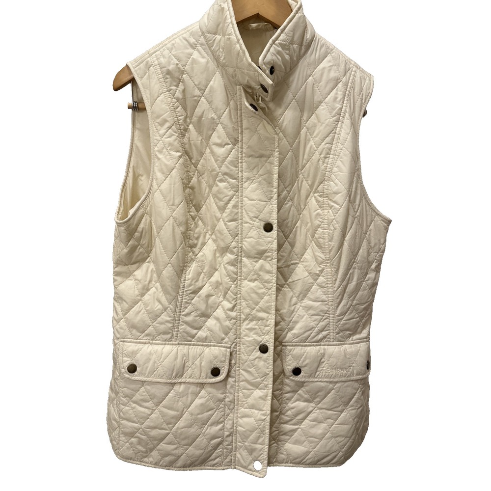 Barbour Otterburn Gilet Quilted Vest Cream Women's Size US 12 UK 16